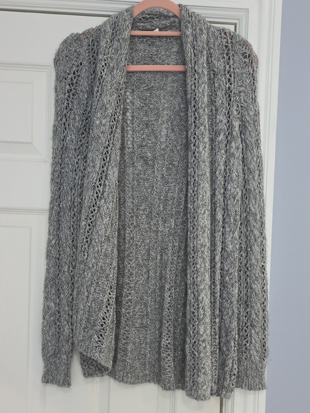 Maurices Gray Marled Open-Front Knit Cardigan